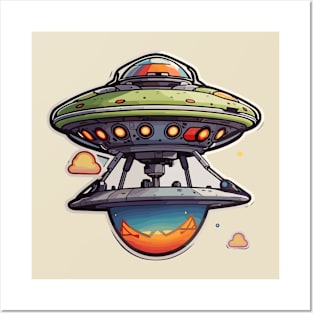 CARTOON UFO Posters and Art